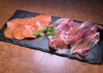 生ハムとサラミの盛り合わせ