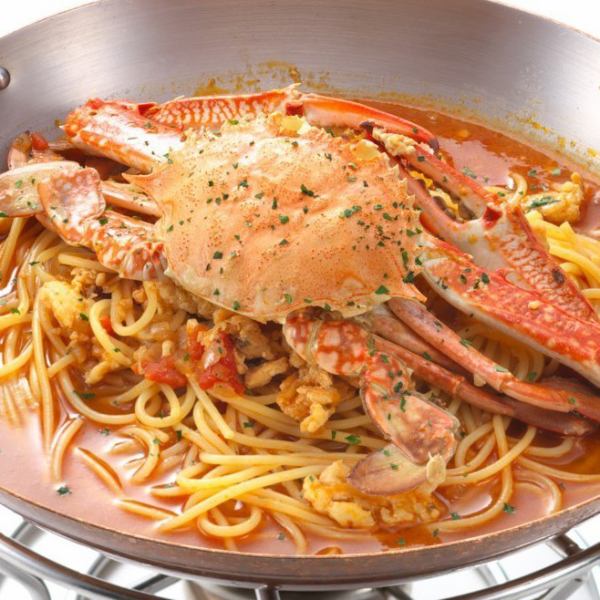《Popular! Migratory crab pasta dinner》 Appetizer & Dolce buffet, favorite pizza, etc. are included, 5 dishes for 2 people 4,860 yen