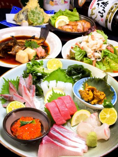 刺身盛り・サーモンのタルタルチーズ焼き等！季節の宴会コース[2H飲放付]全9品5000円