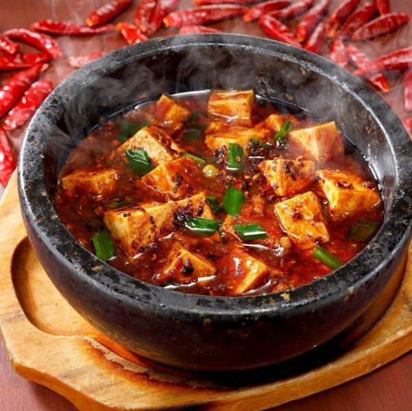 Hot authentic Chinese food [Sichuan style stone-grilled mapo tofu]