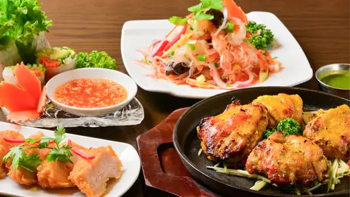 【3時間飲み放題付】インド＆タイ料理の全14品が堪能できる【インド＆タイ プレミアムコース】