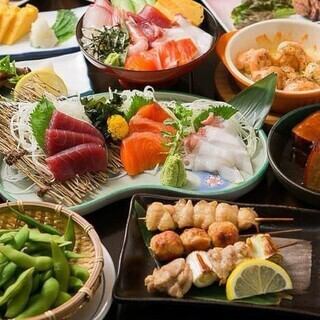 [Tori-Zanmai Course] Includes 3 hours of all-you-can-drink! 7 dishes including sushi and skewers for 4,000 yen