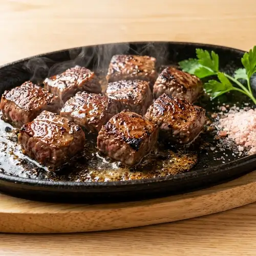サイコロステーキ鉄板焼き