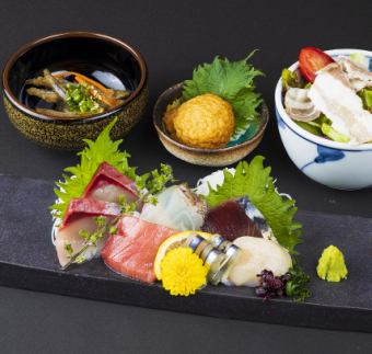 《生ビール付き飲み放題》　【どん薩摩コース】個別盛でご提供！茶ぶり入りお刺身盛り付