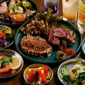 【簡易套餐 4300日圓 ⇒ 使用優惠券後3800日圓】包含2小時無限暢飲/小吃/印度香飯等,共4道菜