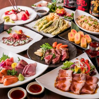"Ume Course" 10 dishes including lobster sashimi and grilled black wagyu beef skirt steak with 3 hours of all-you-can-drink 5000 yen ⇒ 4500 yen