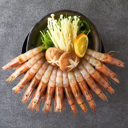 絶妙な甘みを感じる。豪華な海の幸『海老しゃぶコース』お料理8品3時間制/2.5時間飲み放題付