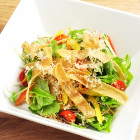 Crispy salad of jaco and mizuna