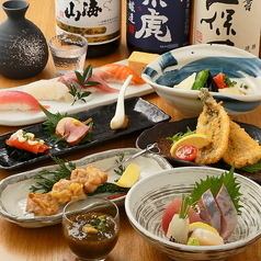 Enjoy the seasonal flavors of Odawara Port in Hon-Atsugi.Enjoy a platter of three kinds of freshly caught local fish and exquisite nigiri sushi, along with two hours of all-you-can-drink.