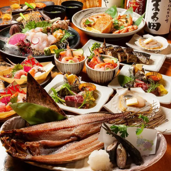 精選佳釀！享受北海道新鮮食材（7種）！當地清酒、燒酒、生啤酒等等－7000日圓，120分鐘暢飲！