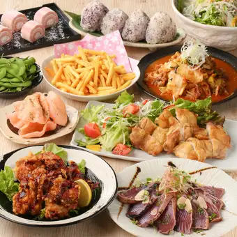 【僅限週日至週四】7 道菜“土佐套餐”，包括用湯汁醃製的烤嫩雞和鰹魚薄片，含 2 小時暢飲，價格為 4,000 日元。