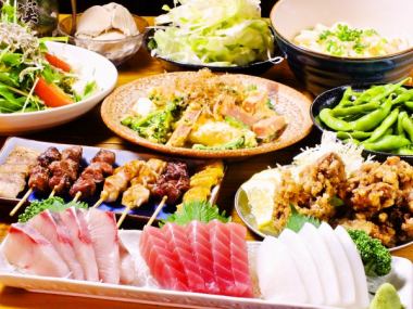 【无火锅】≪市中心人文套餐≫共10道菜，含2小时无限畅饮，4,000日元