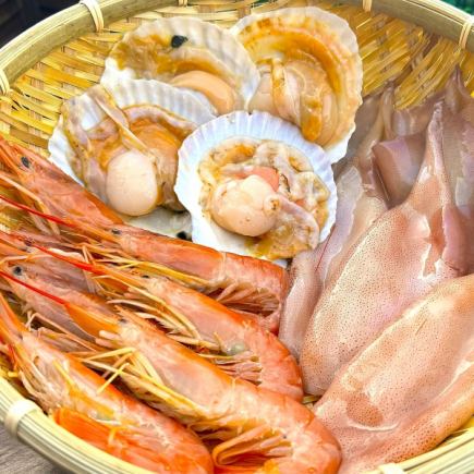 【附海鲜☆空手BBQ套餐】各种食材+海鲜♪附3小时无限畅饮!7500日元→6500日元