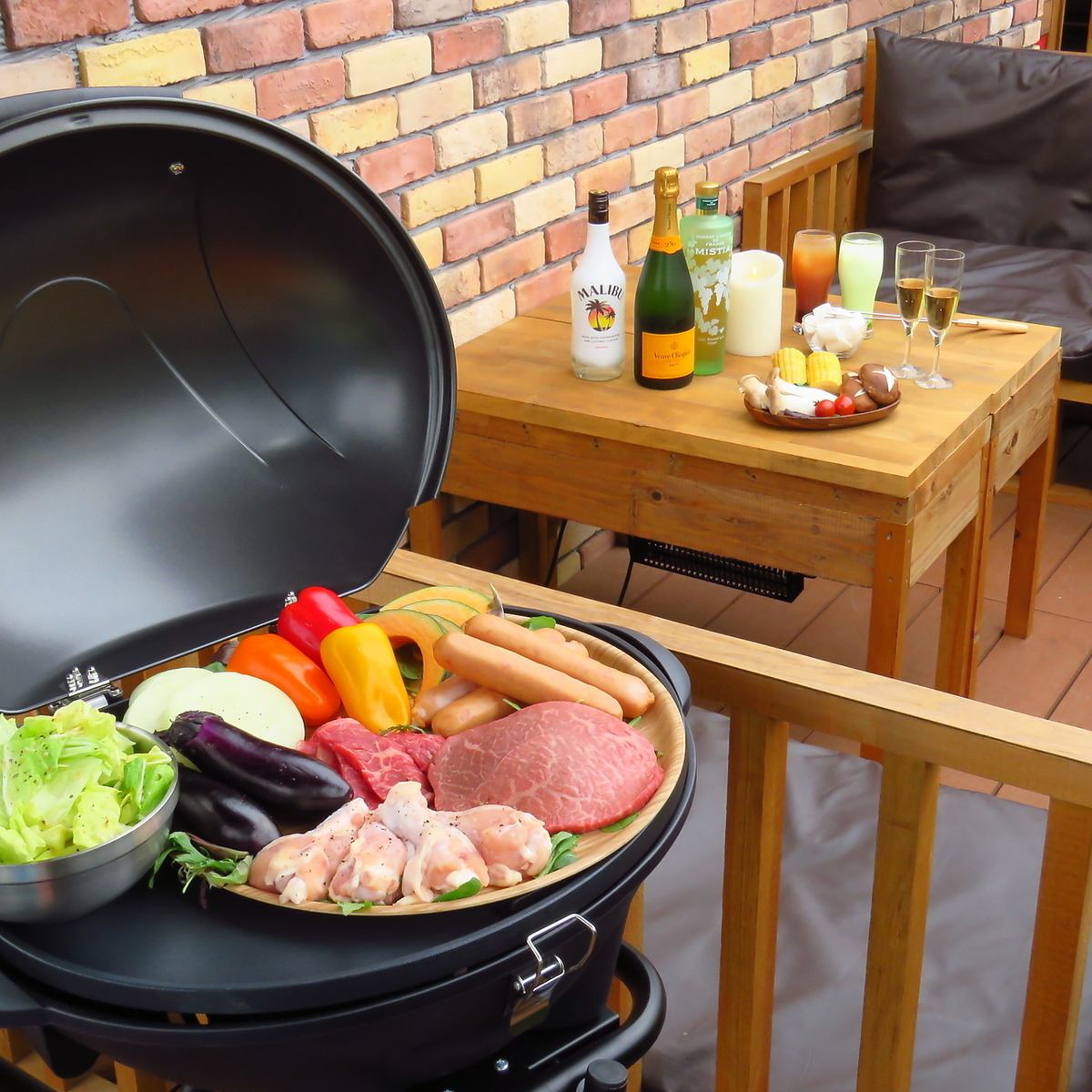 テラスでBBQ！食材持ち込みor食材ありどちらでも可能♪
