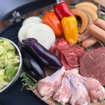 【A5等級肉☆空手BBQ套餐】各種食材+3小時無限暢飲！ 8000日圓 → 7000日圓
