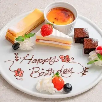 【記念日コース】乾杯ドリンク・前菜盛り合わせ3種~お肉料理・デザートプレート、全6品