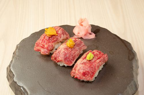 Premium Wagyu beef sushi