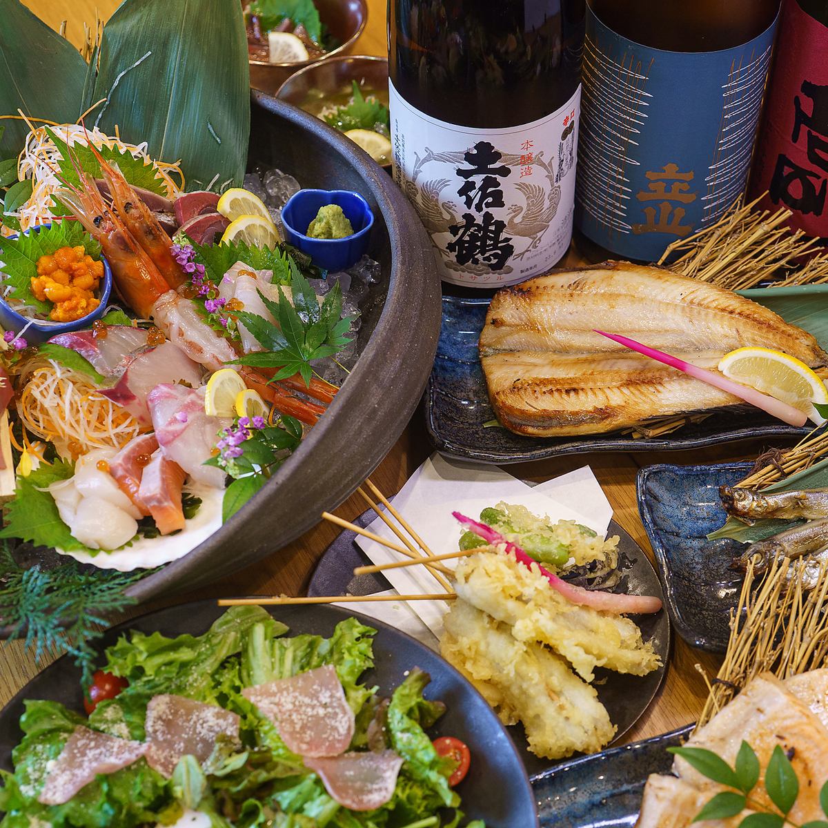 Open until 25:00 on Fridays, Saturdays, and days before holidays♪ Cheers with seasonal seafood and famous sake! A variety of courses are available for banquets◎