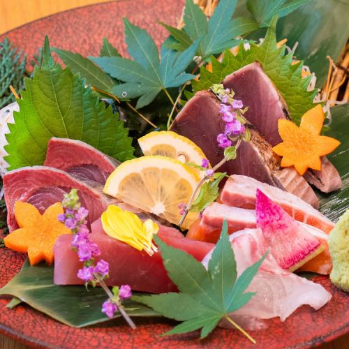 Assortment of 5 types of sashimi