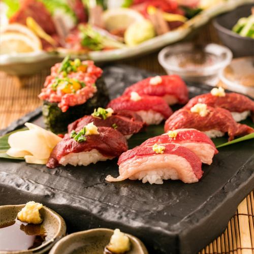 『特選得々コース』炙り肉寿司や地鶏炭火焼全8品2時間飲み放題3500円⇒3000円