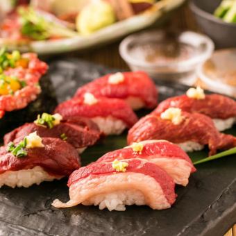 『特選得々コース』炙り肉寿司や地鶏炭火焼含8品 2時間飲み放題付 4000円⇒3000円