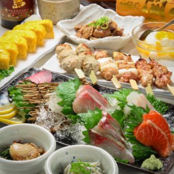 Very popular◆All-you-can-eat salted cabbage♪◆Assorted sashimi◆Kushiyaki [120 minutes all-you-can-drink included] A [Straw course] 4,000 yen