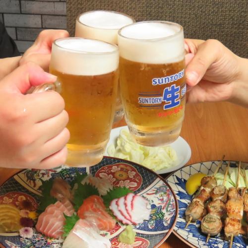 All chicken and meat used is domestically produced.You can enjoy yakitori, sashimi, and plump motsunabe in luxury.