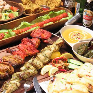 [For welcoming and farewell parties] Skewered tandoori BBQ course + draft beer is also available! 180 minutes with all-you-can-drink of over 60 types for 3,480 yen (tax included)