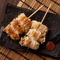 enoki pork skewers