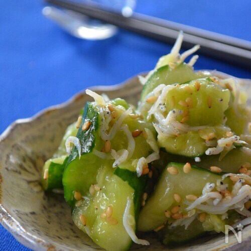 Shredded cucumber and whitebait