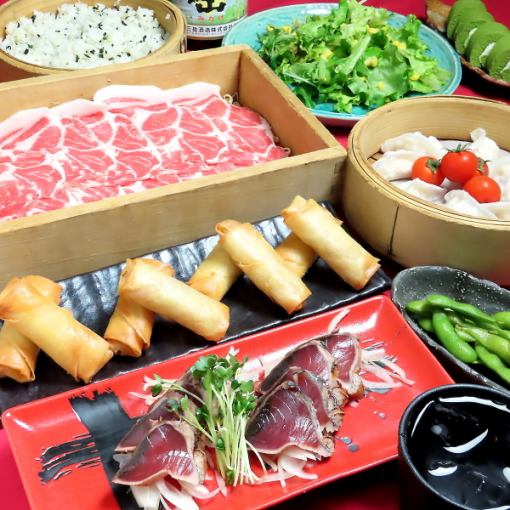 [附高級無限暢飲]蔬菜捲或蒸籃等10種菜餚及4種生魚片！歡迎及歡送會套餐4,500日元