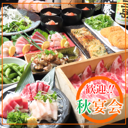 【秋宴会コース】刺身&馬刺&選べる阿蘇美豚など全10品+120分[飲放]付⇒5000円