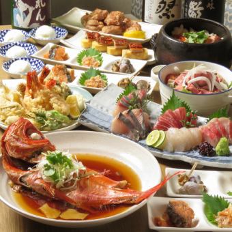 【6月～8月】金目鯛の煮付けと夏の天ぷら堪能 プレミアムコース◇プレミアム飲み放題付き 全9品