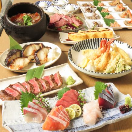 【6月~8月】夏宴会◇黒毛和牛と夏の天ぷら堪能コース◇2時間飲み放題付き 全9品 6000円(税込)