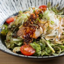 Chinese salad with drool-worthy chicken made with Daisen herb chicken