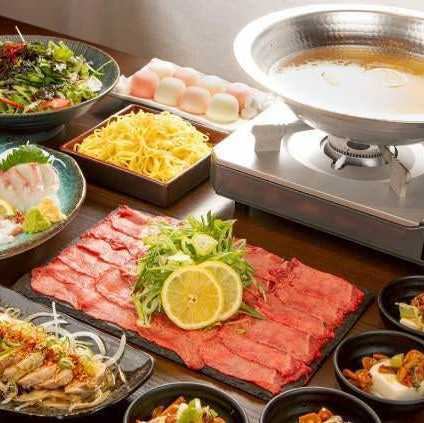 120分飲み放題付【牛タンしゃぶしゃぶ(極)コース】赤天やあごの焼など、山陰名物と絶品牛タン