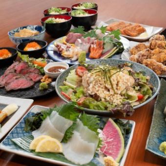 120-minute all-you-can-drink included! [San'in Feast Course (Matsui)] Featuring the famous white squid, a luxurious 7-kind sashimi platter, and roast beef!