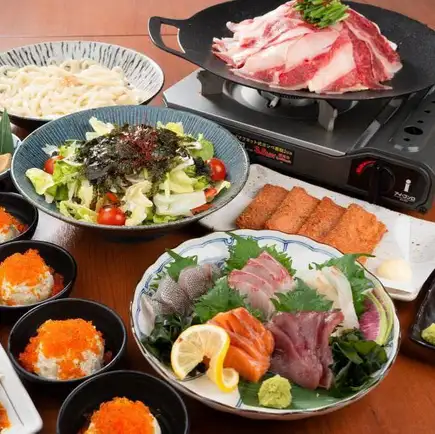 120分飲み放題付【万葉牛と大山豚のハーフ＆ハーフ炊き肉コース】鳥取の旨みを贅沢に両方堪能♪