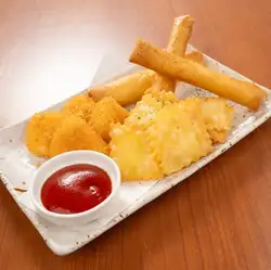 Three kinds of fried cheese