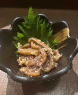 Pickled squid with wasabi soy sauce