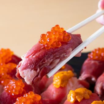 【プレミアムコース】うにいくらのせ和牛肉寿司など豪華創作和食／3H飲み放題付[10品]4,500円