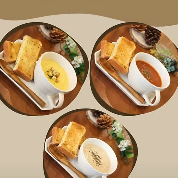 【大人気メニュー】スープセット♪　小腹のすいた貴方へ贈る絶品スープとトーストのセット◎