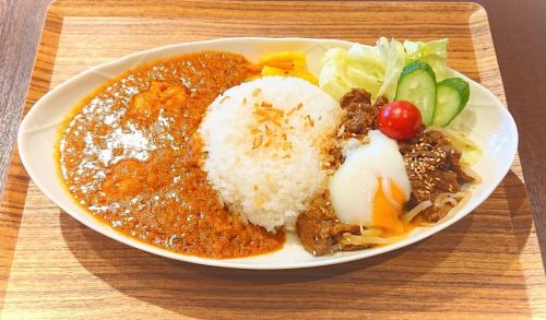 Sambal beef grilled meat & chicken curry