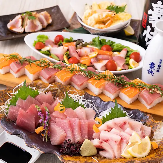3h制 【約240種食べ飲み放題】海鮮&寿司三昧『プラチナコース』刺身、天ぷら、贅沢歓送迎会♪