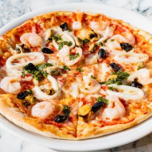 Seafood pizza