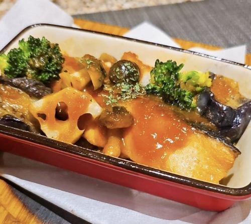 Grilled autumn salmon and autumn vegetables with miso