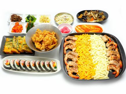 치즈 새우롤 삼겹살 세트 5500엔(부가세 포함)