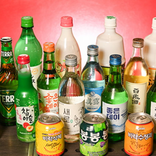 A variety of Korean drinks