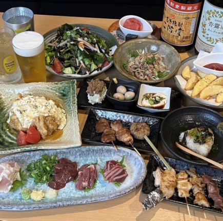 【おやとりコース極】飲み放題3時間制！焼き鳥串や鶏刺身盛り合わせなど全11品5800円(税込)