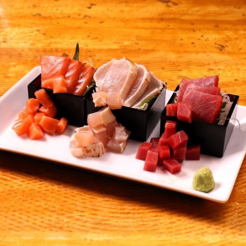 お刺身3点のこぼれ升盛り